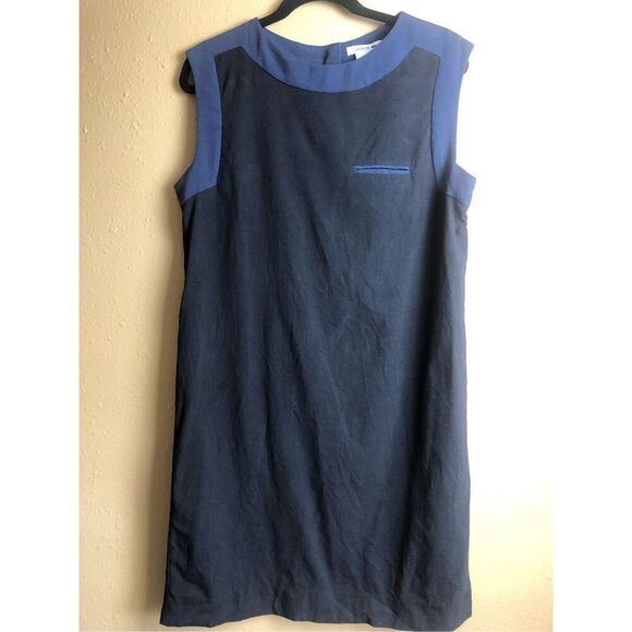 Lacoste black and blue silk sleeveless dress Size 42 - Picture 2 of 11